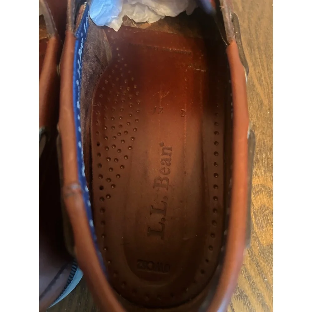 L.L. Bean Casco Bay Men's Brown Leather Flats Boat Shoes Size 12D